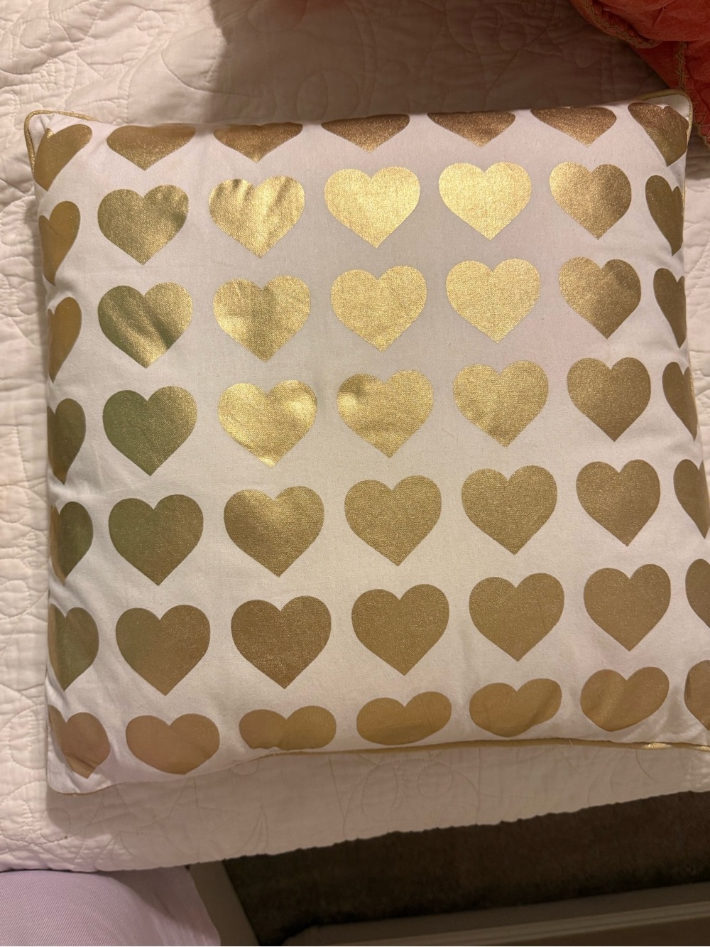 Gold Heart Accent Pillow
